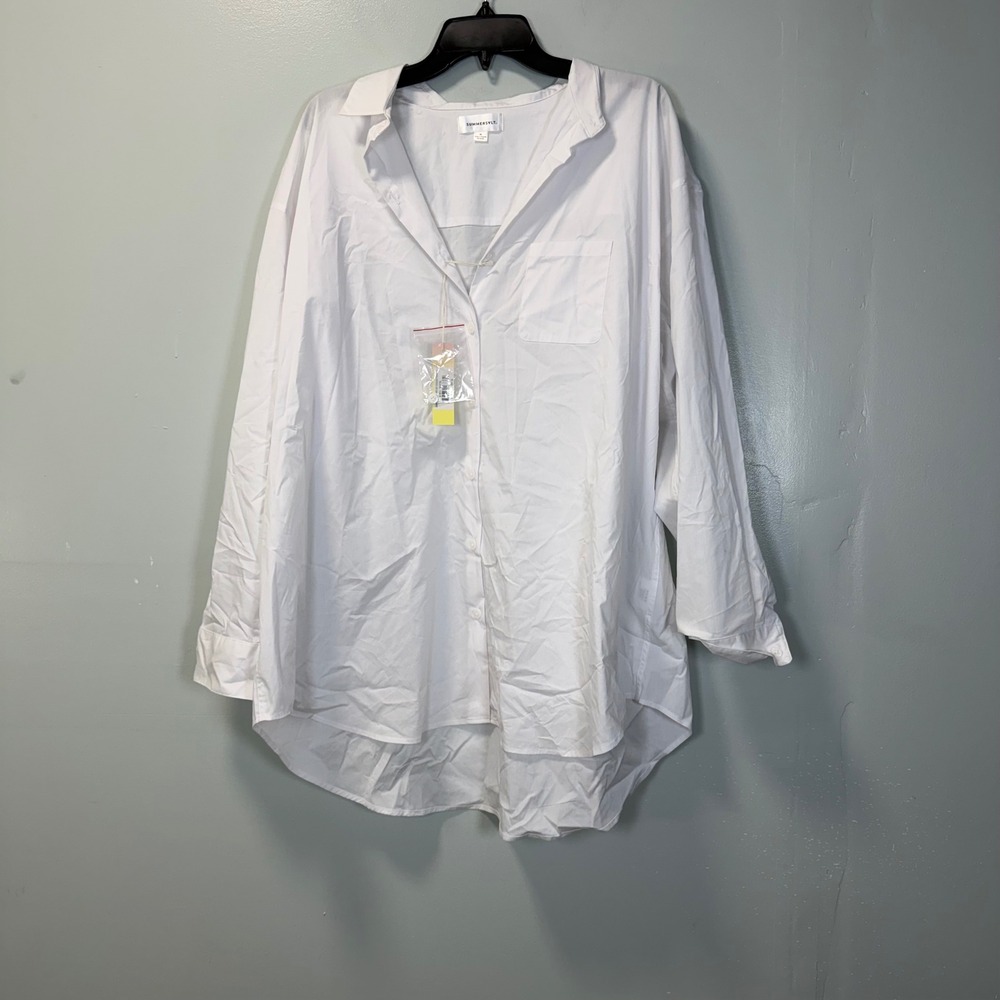Summersalt‎ The Perfect Oversized Poplin Shirt Cover Up White XL Organic Cotton